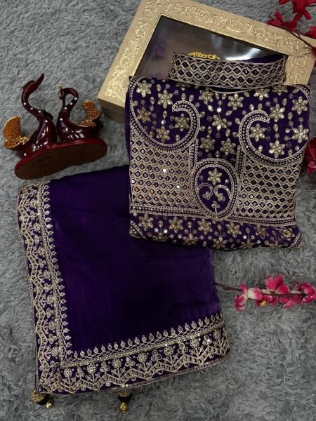 ananya Bollywood Celebrity Purple Saree Partywear in Jimmi Choo Fabric with Starry Sequins Wholesale Price Bollywood Fancy Sarees Wholesale