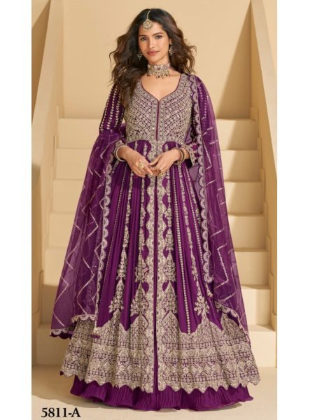 Anarkali Eid Special Semi Stitched Lehenga Suit in Heavy Real Chinon with Sequence   Embroidery Work Salwar Kameez