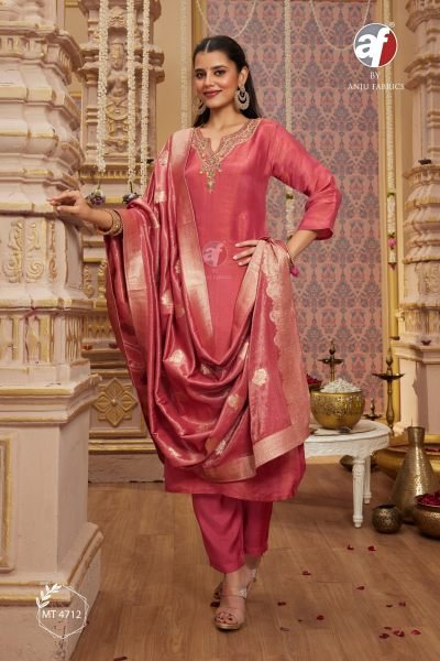 Anju Fabrics MT4712 Designer Ready Made Pure Tissue Shimmer Handwork Salwar Kameez Size Set Catalogue Full Set Kurti