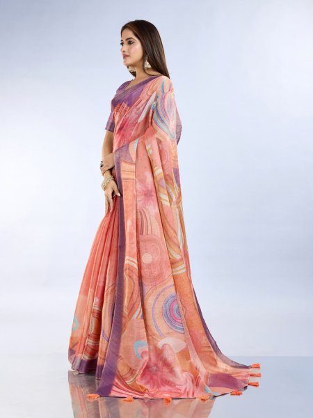 Anmol Silk Saree with Floral Abstract Print and Olive Border for Festive Wear Silk Sarees Wholesale
