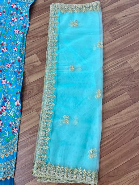 Aqua blue colour Embroidered Attractive Party Wear Silk Lehenga choli Designer Lehenga Choli