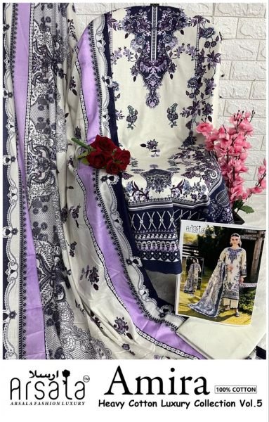 Arsala Amira Vol 5 Exclusive Printed Karachi Suit Catalog Wholesaler Full Set Salwar Kameez