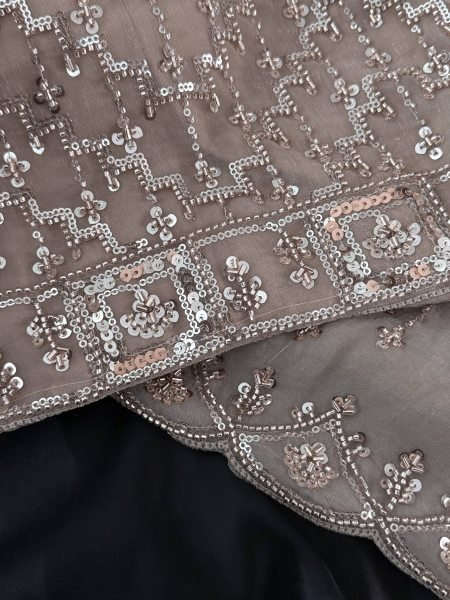 Artisanal Beige NC Glass Simmer Saree with Heavy Beads Sequins Work for Wedding Wear Designer Wedding Sarees Wholesale