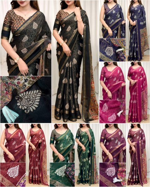 Artisanal Black Cotton Jacquard Saree with Batik Print for Wedding Wear Printed Cotton Sarees Wholesale