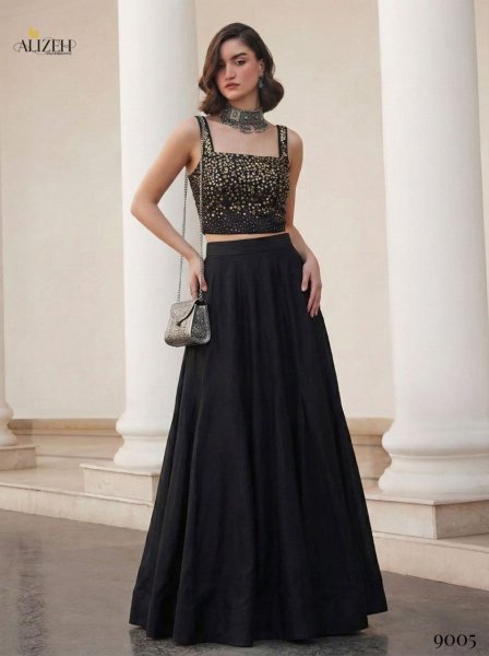 Artisanal Black Readymade Lehenga Choli for Festive and Reception Wear Collection Bollywood Lehenga Choli