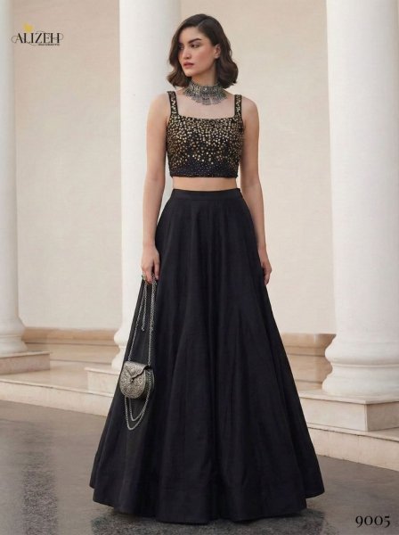 Artisanal Black Readymade Lehenga Choli for Festive and Reception Wear Collection Bollywood Lehenga Choli