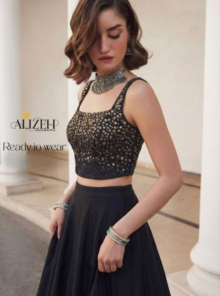Artisanal Black Readymade Lehenga Choli for Festive and Reception Wear Collection Bollywood Lehenga Choli