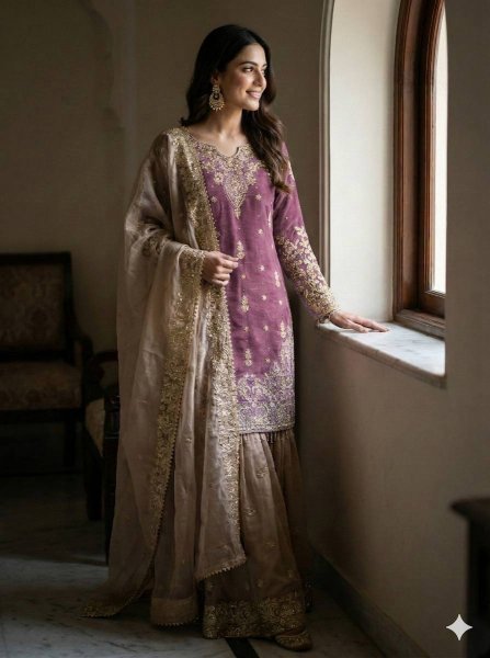 Artisanal Lavender Fancy Eid Special Suit Collection with Coding Dori Sequence Work Ready To Wear Collection