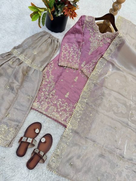 Artisanal Lavender Fancy Eid Special Suit Collection with Coding Dori Sequence Work Ready To Wear Collection
