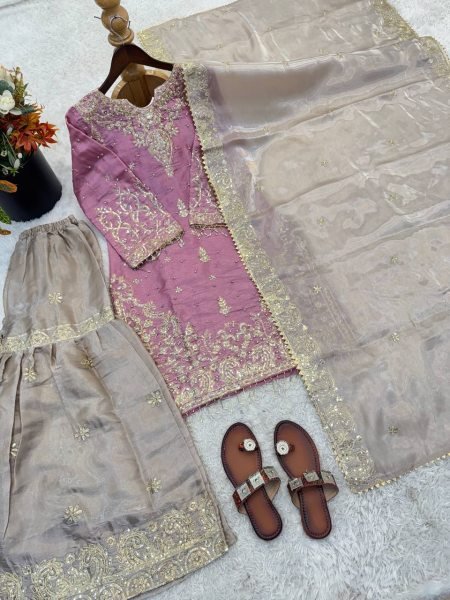 Artisanal Lavender Fancy Eid Special Suit Collection with Coding Dori Sequence Work Ready To Wear Collection