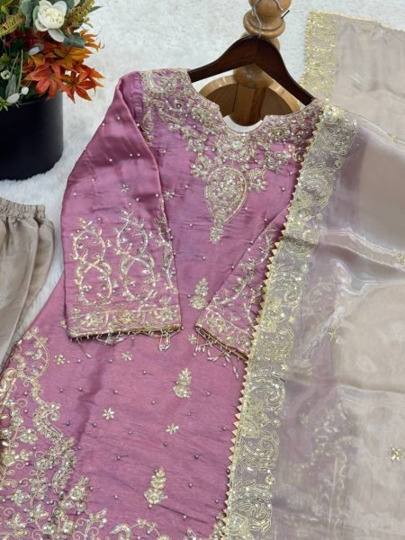 Artisanal Lavender Fancy Eid Special Suit Collection with Coding Dori Sequence Work Ready To Wear Collection