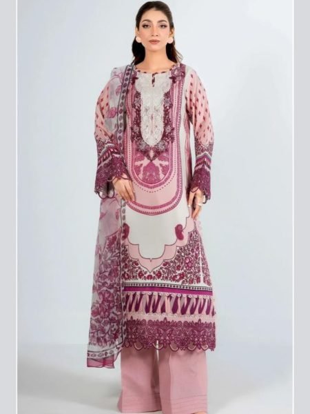 Artisanal Pink Cotton Patch Work Suit with Semi Lawn Bottom and Dupatta 