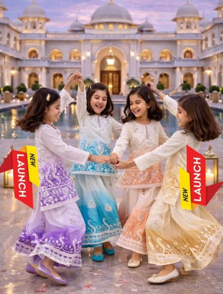 Artisanal Purple Heavy Crepe Palazzo Suit for Girls with Embroidery and Fancy Dupatta Girls Wear