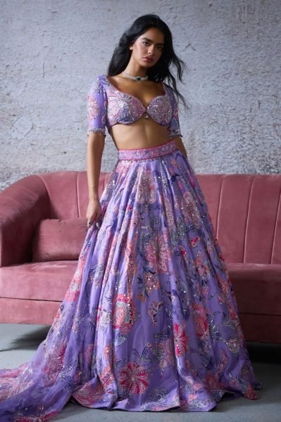 Artisanal Purple Mirror Work Lehenga Choli for Wedding Collection at Manufacturer Price Designer Lehenga Choli