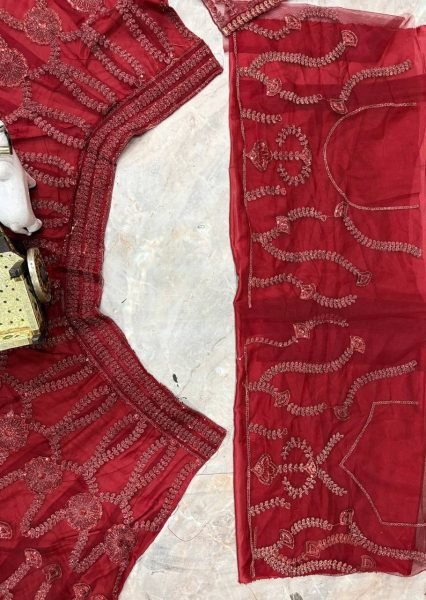 Artisanal Red Butterfly Net Lehenga with Coding Sequins Work for Wedding Wear Bridal Lehenga Choli