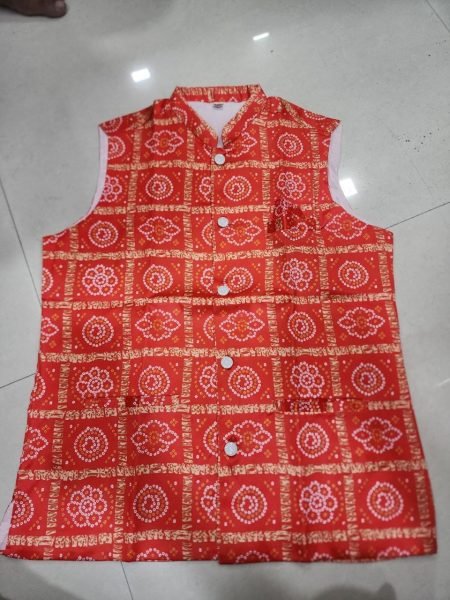 Artisanal Red Cream Ready to Wear Malai Satin Kurta Koti Set for Family Matching Outfits Father Son Collection 