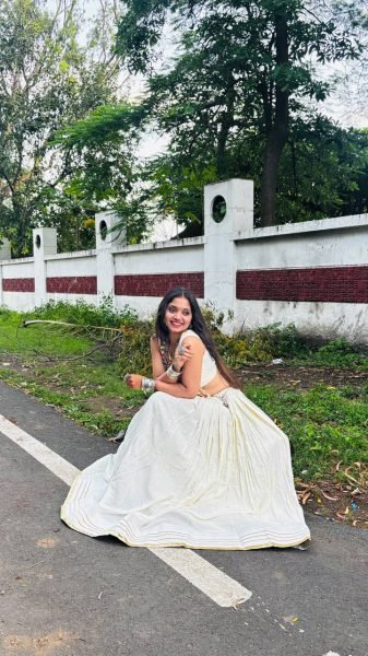Artisanal White Rayon Lehenga Choli with Embroidered Real Mirror Work Blouse Navratri Lehnega Choli