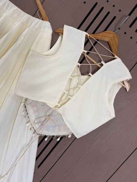 Artisanal White Rayon Lehenga Choli with Embroidered Real Mirror Work Blouse Navratri Lehnega Choli