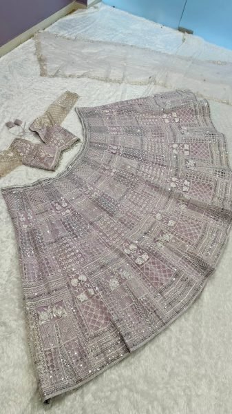 Artistic Baby Pink Party Wear Net Lehenga with Sequin Work and Can Can Flair Designer Lehenga Choli