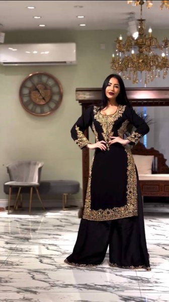 Artistic Black Faux Georgette Palazzo Suit with Sequins Work for Party Wear Ready To Wear Collection