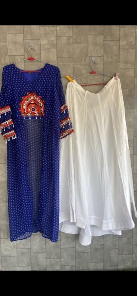 Artistic Blue Navratri Rayon Lehenga Kurti Set with Bandhani and Leheriya Print Navratri Lehnega Choli