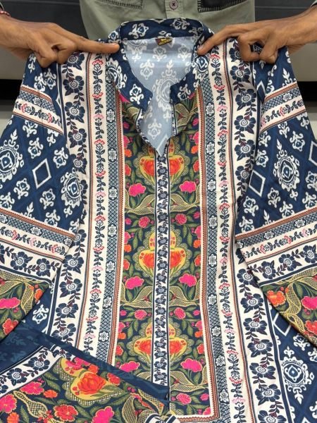 Artistic Blue Pure Natural Crepe Co Ord Set with Designer Top and Palazzo CO ORD Sets
