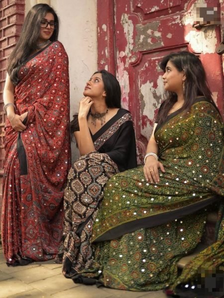 Artistic Green Designer Gajji Silk Saree with Handcrafted Mirror Work at Wholesale Rate Silk Sarees Wholesale