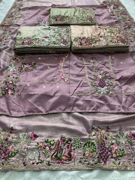 Artistic Green Kanjivaram Silk Saree with C-Pallu Embroidery and Designer Blouse Designer Wedding Sarees Wholesale