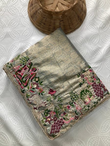 Artistic Green Kanjivaram Silk Saree with C-Pallu Embroidery and Designer Blouse Designer Wedding Sarees Wholesale
