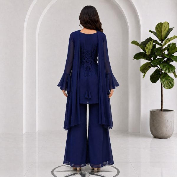 Artistic Navy Blue Soft Georgette 90s Style Palazzo Dress Set with Dupatta for Women Full Set Kurti