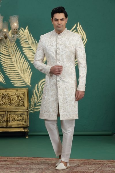 Artistic Off White Premium Festive Wear Banarasi Kurta with Rich Royal Look Kurta Pajama Wholesale