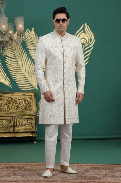 Artistic Off White Premium Festive Wear Banarasi Kurta with Rich Royal Look Kurta Pajama Wholesale