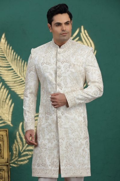 Artistic Off White Premium Festive Wear Banarasi Kurta with Rich Royal Look Kurta Pajama Wholesale