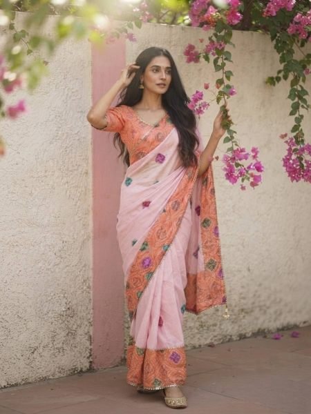 Artistic Orange Space Silk Bandhej Print Saree with Running Blouse at Wholesale Rate Sarees 