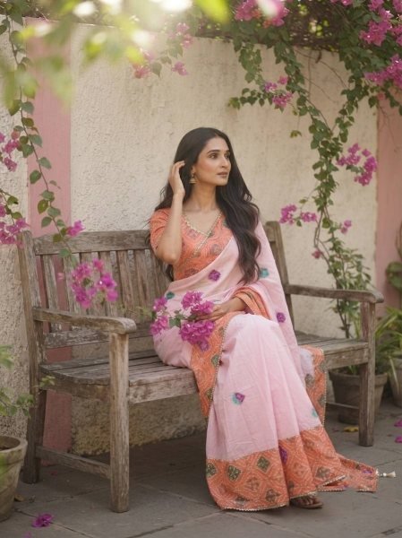 Artistic Orange Space Silk Bandhej Print Saree with Running Blouse at Wholesale Rate Silk Sarees Wholesale