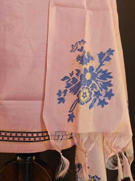 Artistic Peach Designer Tussar Silk Suit with Floral Woven Dupatta at Manufacturer  Color Set Matching Dress Material Wholesale
