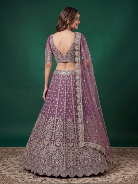 Artistic Purple Designer Soft Net Lehenga with Matching Embroidered Blouse at Wholesale Rate Bridal Lehenga Choli
