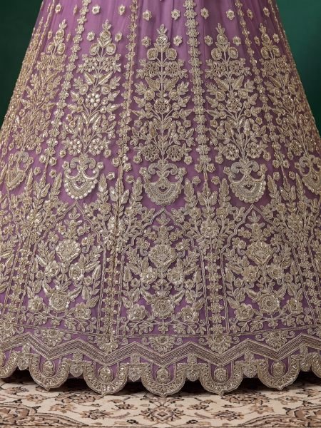 Artistic Purple Designer Soft Net Lehenga with Matching Embroidered Blouse at Wholesale Rate Bridal Lehenga Choli