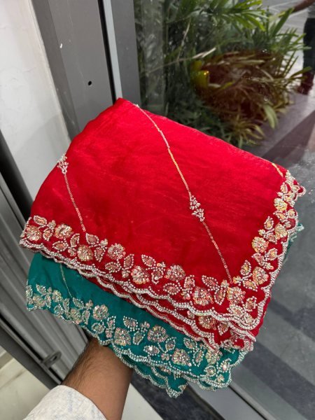 Artistic Red Designer Fendy Satin Silk Saree with Heavy Beads Embroidery for Party Silk Sarees Wholesale
