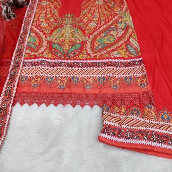 Artistic Red Designer Maslin Kurti with Full Inner and Intricate Embroidery for Festival Embroidery Kurtis 