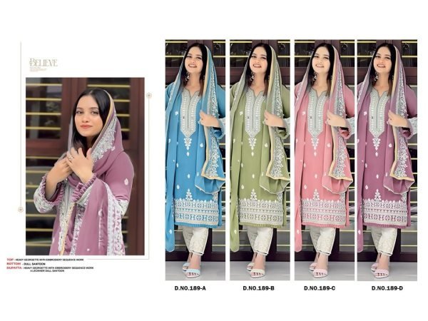 Artistic Sky Blue Designer Fox Georgette Embroidery Suit with 4-Side Fancy Lace Dupatta Pakistani Suits Wholesale