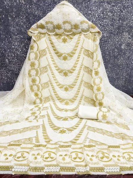 Artistic White Yellow Party Wear Georgette Suit Set with Heavy Multi Siffly Work For Festival Color Set Matching Dress Material Wholesale