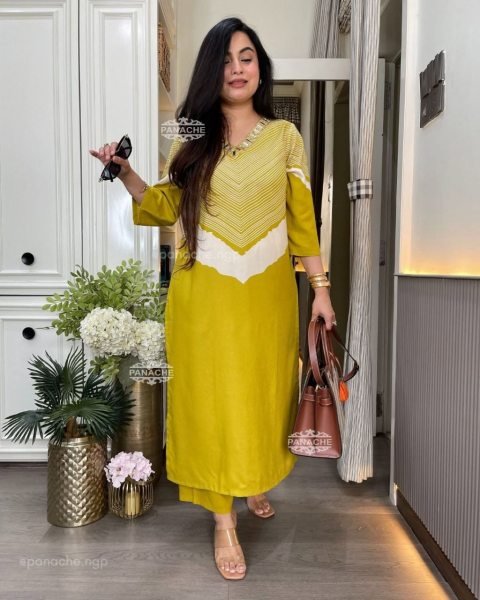 Artistic Yellow Comfortable Cotton Suit Set for Summer Wear Collection CO ORD Sets