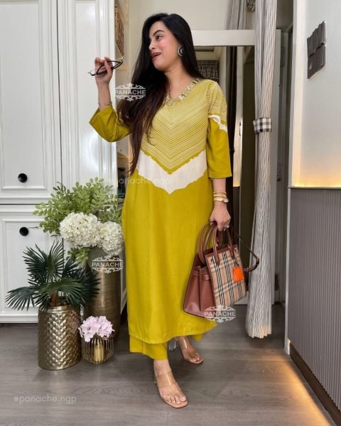 Artistic Yellow Comfortable Cotton Suit Set for Summer Wear Collection CO ORD Sets