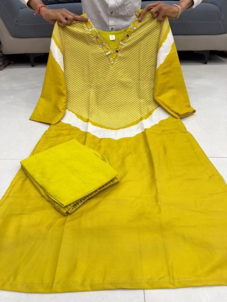 Artistic Yellow Comfortable Cotton Suit Set for Summer Wear Collection CO ORD Sets