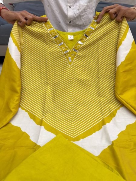 Artistic Yellow Comfortable Cotton Suit Set for Summer Wear Collection CO ORD Sets