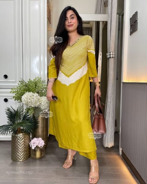 Artistic Yellow Comfortable Cotton Suit Set for Summer Wear Collection CO ORD Sets