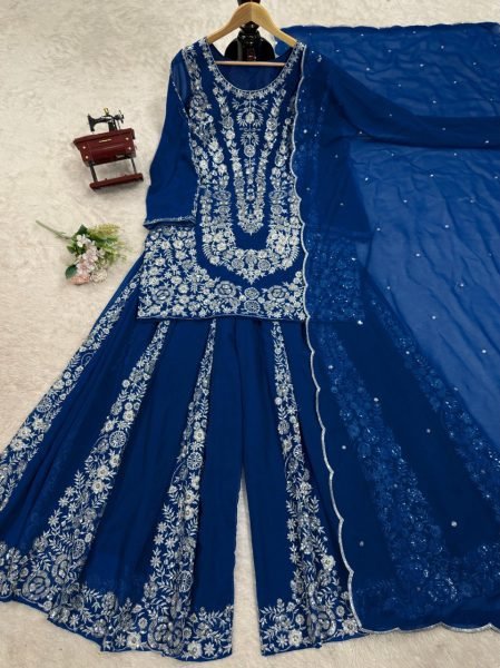 Attractive Georgette Fabric Fully Stitched Sharara Suit  Ready To Wear Collection