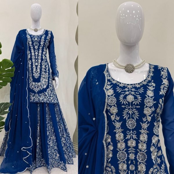 Attractive Georgette Fabric Fully Stitched Sharara Suit  Ready To Wear Collection