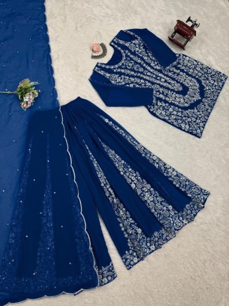 Attractive Georgette Fabric Fully Stitched Sharara Suit  Ready To Wear Collection
